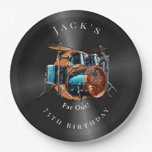 Birthday Retro Vinyl Record Drum Set Rock Music   Paper Plate