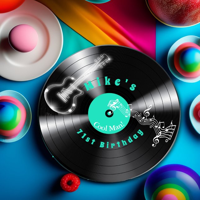 Birthday Retro Vinyl Record Rock Music Guitar   Paper Plate (Creator Uploaded)