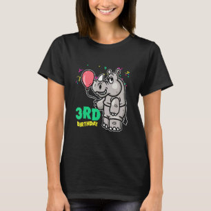 Birthday Rhino 3nd B Day Kids Three Years T-Shirt
