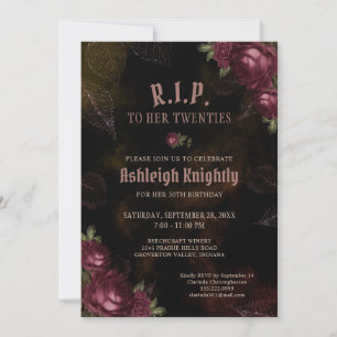 Birthday RIP Decade Dark Gothic Vintage Roses Invitation