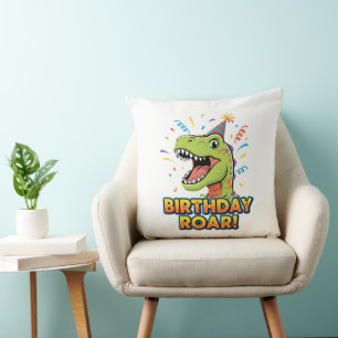 Birthday Roar Cute Dinosaur Birthday Party Design Cushion