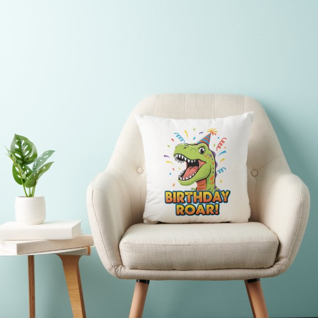 Birthday Roar Cute Dinosaur Birthday Party Design Cushion (Chair)