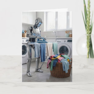 Birthday Robot Ironing Clothes Card