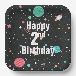 Birthday Rocket Ships and Planets  Paper Plate