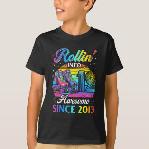 Birthday Roller Skating 12th Girl Rollin Into 12 S T-Shirt