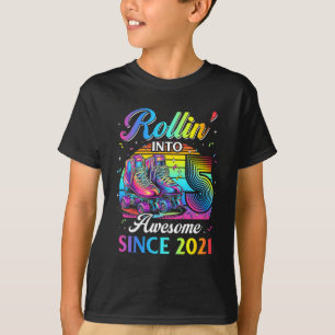Birthday Roller Skating 5th Girl Rollin Into 5 Ska T-Shirt
