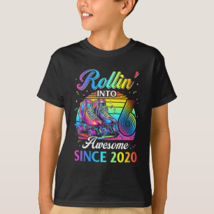 Birthday Roller Skating 6th Girl Rollin Into 6 Ska T-Shirt