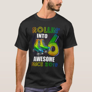 Birthday Roller Skating 6th Girls Rollin into 6 Sk T-Shirt