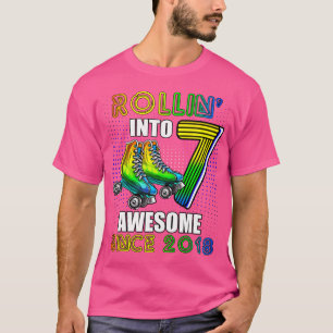 Birthday Roller Skating 7Th Girls Rollin Into 7 Sk T-Shirt