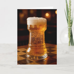 Birthday Rook Chess Piece Beer Glass Card