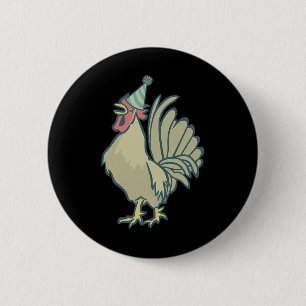 Birthday Rooster , Chicken Birthday Hat Rooster Ki 6 Cm Round Badge