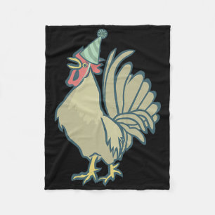 Birthday Rooster , Chicken Birthday Hat Rooster Ki Fleece Blanket