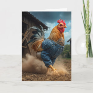 Birthday Rooster In a Dusty Farmyard Card