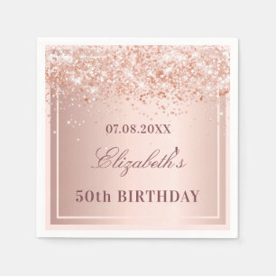 Birthday rose gold blush confetti napkin