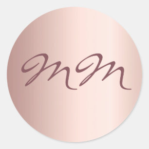 Birthday rose gold blush monogram initials classic round sticker