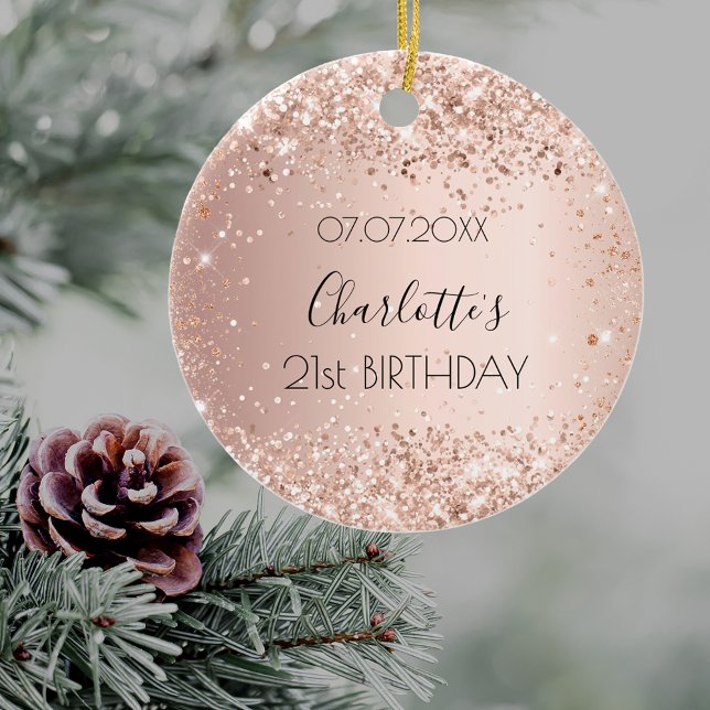 Birthday rose gold blush name ceramic tree decoration (Creator Uploaded)