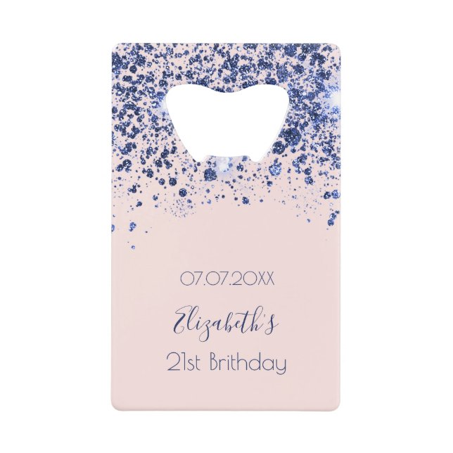 Birthday rose gold blush navy blue glitter name (Front)
