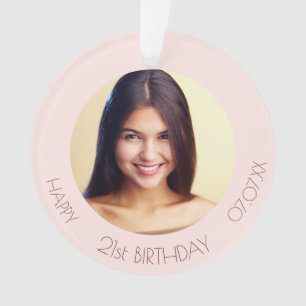 Birthday rose gold blush photo elegant simple ornament