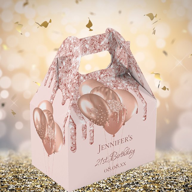 Birthday rose gold blush pink balloons favour box (Creator Uploaded)