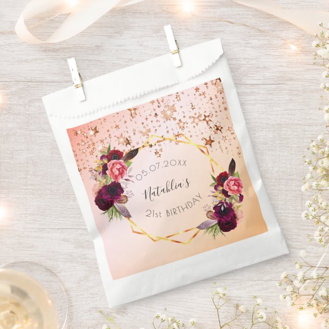 Birthday rose gold blush pink geometric monogram favour bags (Clipped)