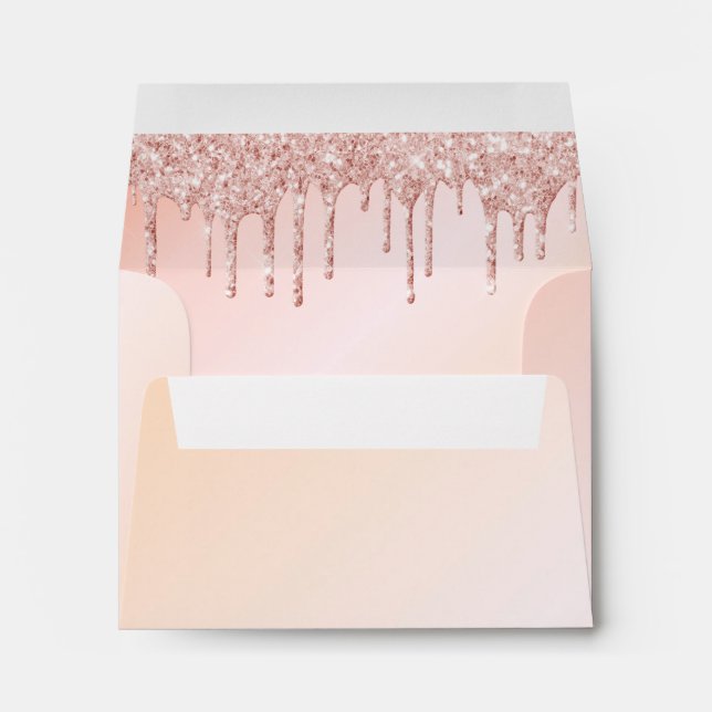 Birthday rose gold blush pink glitter drips envelope (Back (Bottom))