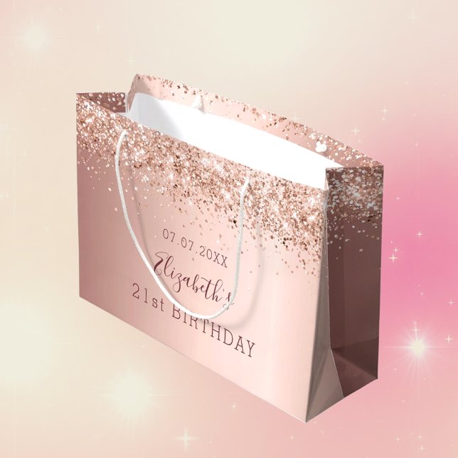 Birthday rose gold blush pink name large gift bag (Creator Uploaded)