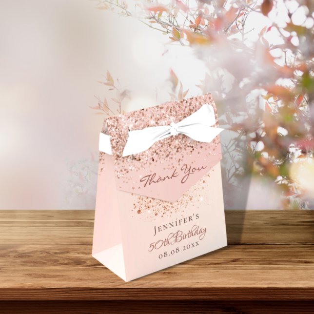 Birthday rose gold blush pink thank you  favour box (Creator Uploaded)