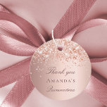 Birthday rose gold blush pink thank you favour tags<br><div class="desc">A girly and trendy favour tag for 18th (or any age) birthday party. A feminine blush, rose gold faux metallic looking background decorated with confetti. Dark rose gold coloured letters. On front: The text: Thank You is written with a large trendy hand lettered style script. Personalise and add a name...</div>