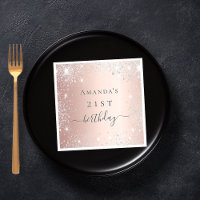 Birthday rose gold blush silver glitter name