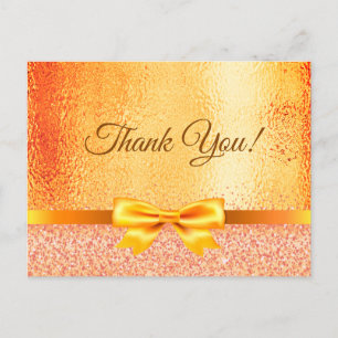 Birthday rose gold bow Thank You Postcard
