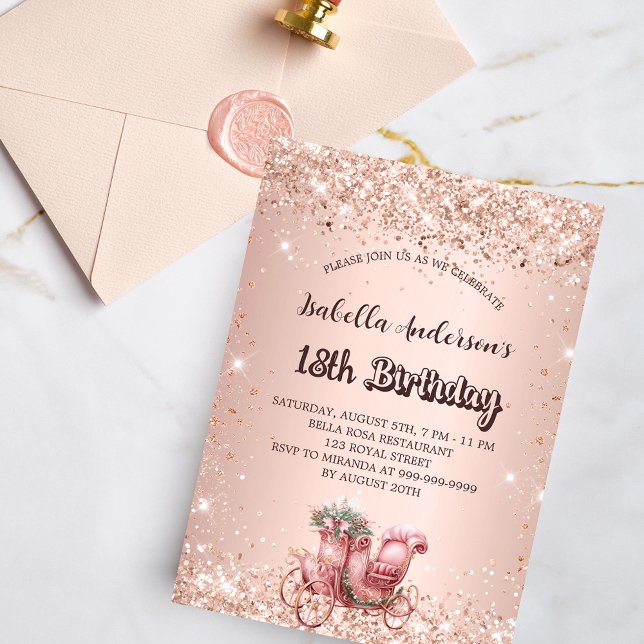 Birthday rose gold carriage luxury invitation (Creator Uploaded)