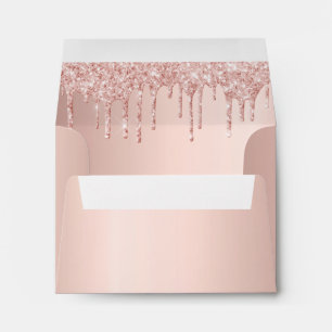 Birthday rose gold drips pink monogram envelope