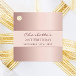 Birthday rose gold elegant thank you favour tags<br><div class="desc">On the front: A rose gold background.  Personalise and add your name,  age and date. Dark rose gold text.
Back: The text Thank You,  your name and date. 
Perfect for party favours for a 21st (or any age) birthday party.</div>