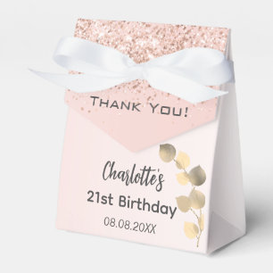 Birthday rose gold eucalyptus glitter thank you favour box