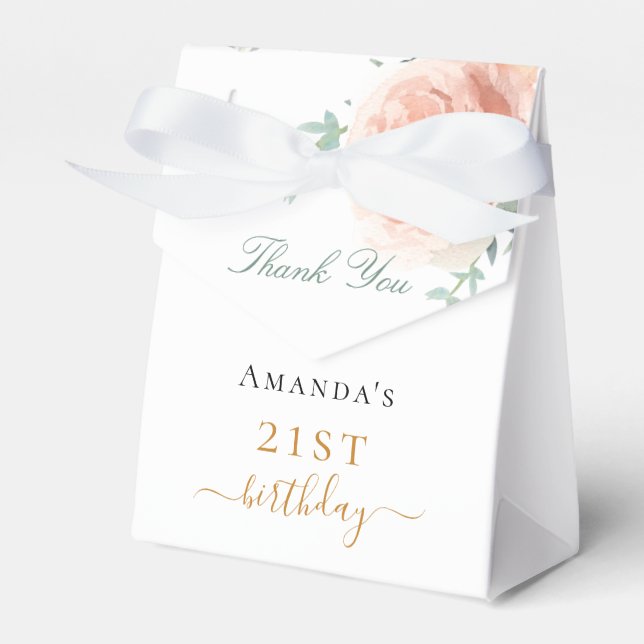 Birthday rose gold floral eucalyptus thank you favour box (Front Side)