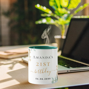 Birthday rose gold florals eucalyptus name mug