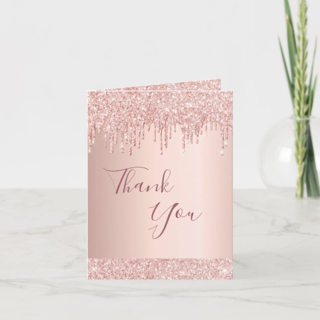 Birthday rose gold girl thank you card (Front)
