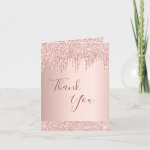 Birthday rose gold girl thank you card