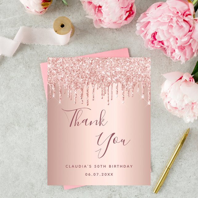 Birthday rose gold glitter drip thank you budget flyer (Creator Uploaded)