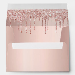 Birthday rose gold glitter drips  envelope