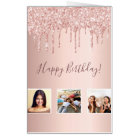 Birthday rose gold glitter drips pink photo