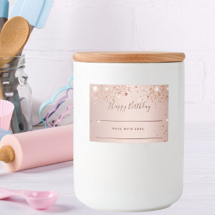 Birthday rose gold glitter dust homemade  food label