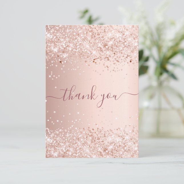 Birthday rose gold glitter dust thank you (Standing Front)