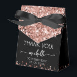 Birthday Rose Gold Glitter Monogram Thank You  Favour Box<br><div class="desc">Elegant Modern Girly Rose Gold Glitter Monogram Name Signature Script Custom Personalised 30th (or any age) birthday Thank You Favour Box. This design featuring your first name in a pretty hand lettered style swash tail font signature typography (or calligraphy) above faux rose gold glitter on black background. These stylish girly...</div>