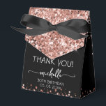 Birthday Rose Gold Glitter Monogram Thank You  Favour Box<br><div class="desc">Elegant Modern Girly Rose Gold Glitter Monogram Name Signature Script Custom Personalised 30th (or any age) birthday Thank You Favour Box. This design featuring your first name in a pretty hand lettered style swash tail font signature typography (or calligraphy) above faux rose gold glitter on black background. These stylish girly...</div>