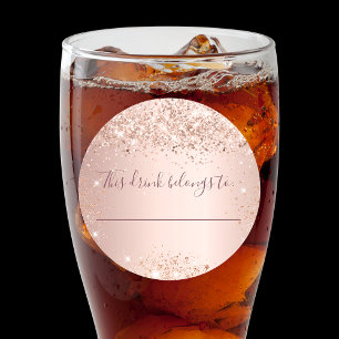 Birthday rose gold glitter this drink belongs to classic round sticker