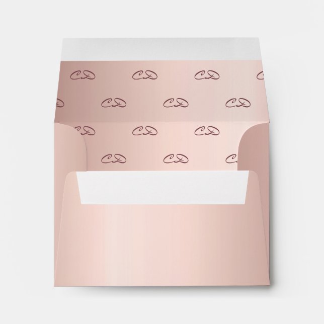 Birthday rose gold metallic monogram pattern envelope (Back (Bottom))