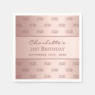 Birthday rose gold monogram initials script napkin