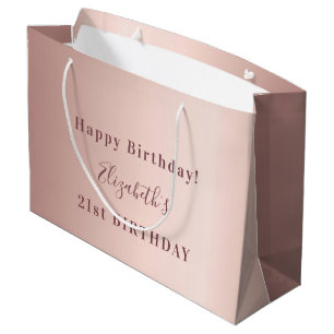 Birthday rose gold monogram modern minimalist large gift bag