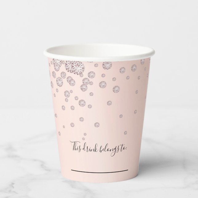 Birthday rose gold monogram this drink belongs to paper cups (Back)